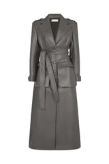 SAINT-REMY FAUX LEATHER TRENCH COAT IN GREY
