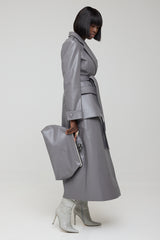 ODENSE LEATHER CLUTCH BAG IN GREY