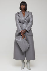 ODENSE LEATHER CLUTCH BAG IN GREY