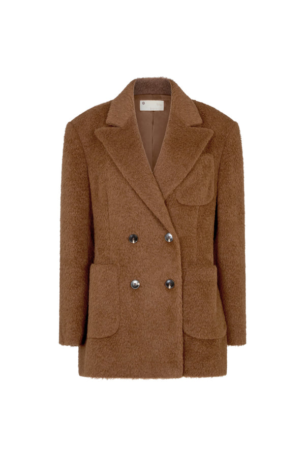 SALERNO OVERSIZED PEACOAT BLAZER IN BROWN