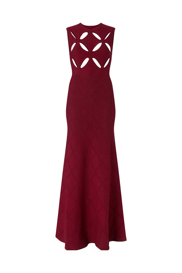 SEDONA CUT OUT KNIT DRESS IN BURGUNDY
