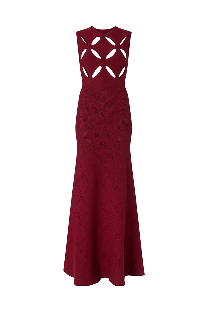 SEDONA CUT OUT KNIT DRESS IN BURGUNDY