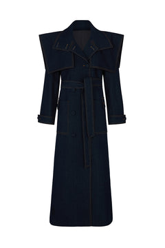 TEXAS TRENCH COAT IN DARK DENIM
