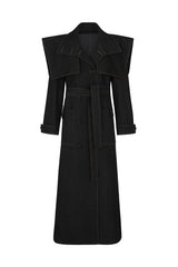 TEXAS TRENCH COAT IN BLACK DENIM