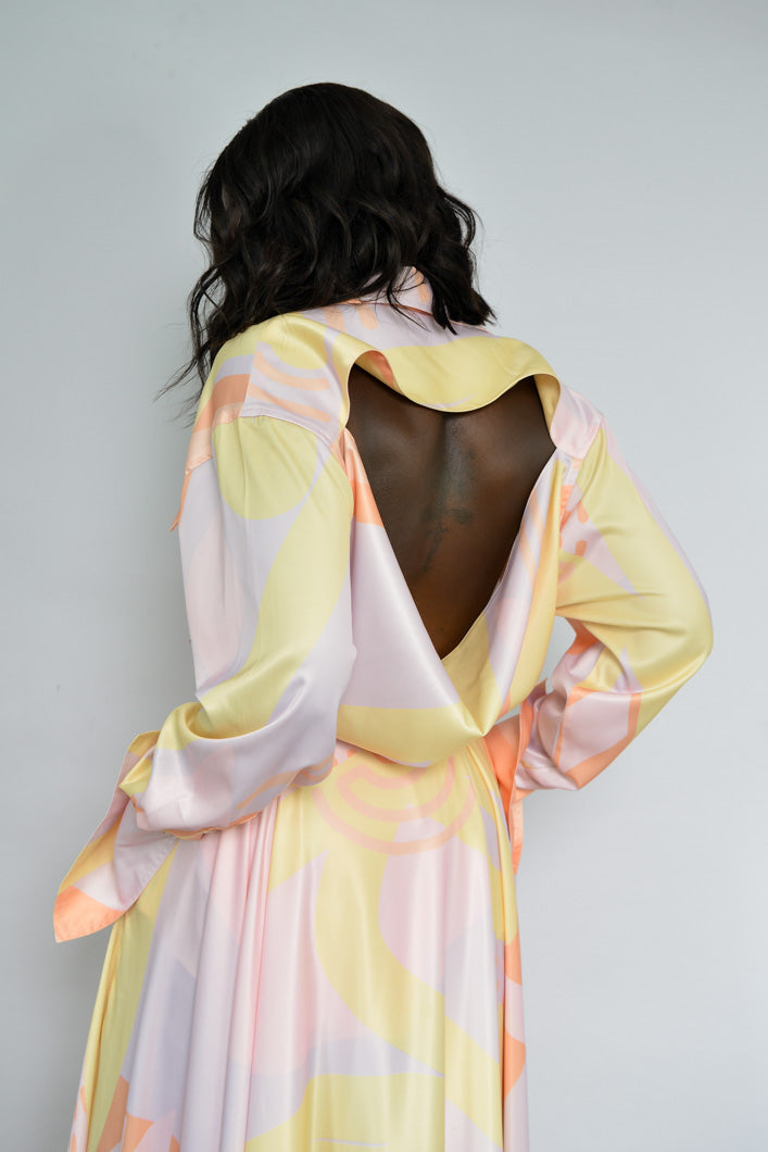 SAMARA SEMI BACKLESS SHIRT DRESS IN PASTEL KAYSERI