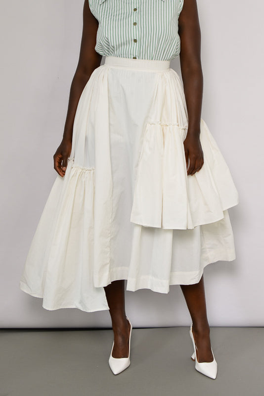 CALAIS ASYMMETRIC WIND BREAKER SKIRT IN OFF WHITE