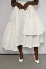 CALAIS ASYMMETRIC WIND BREAKER SKIRT IN OFF WHITE