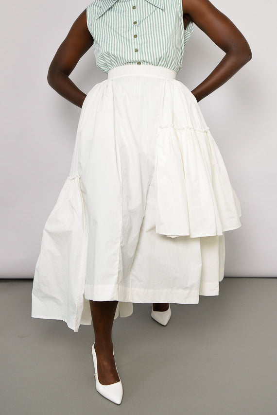 CALAIS ASYMMETRIC WIND BREAKER SKIRT IN OFF WHITE