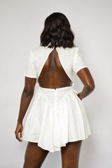 ROMA BASQUE DRESS IN OFF WHITE