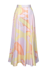 SAMARA MAXI PLEATED UMBRELLA SKIRT IN PASTEL KAYSERI PRINT