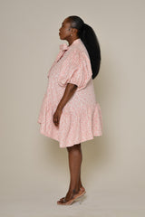 ANCONA A-LINE PUFF SLEEVE DRESS IN PINK