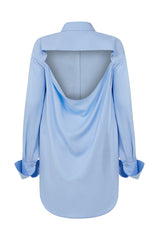 BASEL SEMI BACKLESS SHIRT DRESS IN BLUE