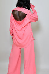 BASEL SEMI BACKLESS SHIRT DRESS IN PINK