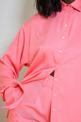 BASEL SEMI BACKLESS SHIRT DRESS IN PINK