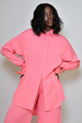 BASEL SEMI BACKLESS SHIRT DRESS IN PINK