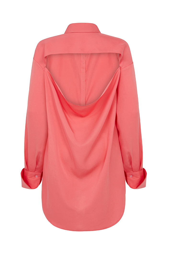 BASEL SEMI BACKLESS SHIRT DRESS IN PINK