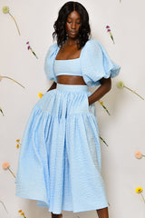 BASTIA PLEATED MIDI SKIRT IN BLUE