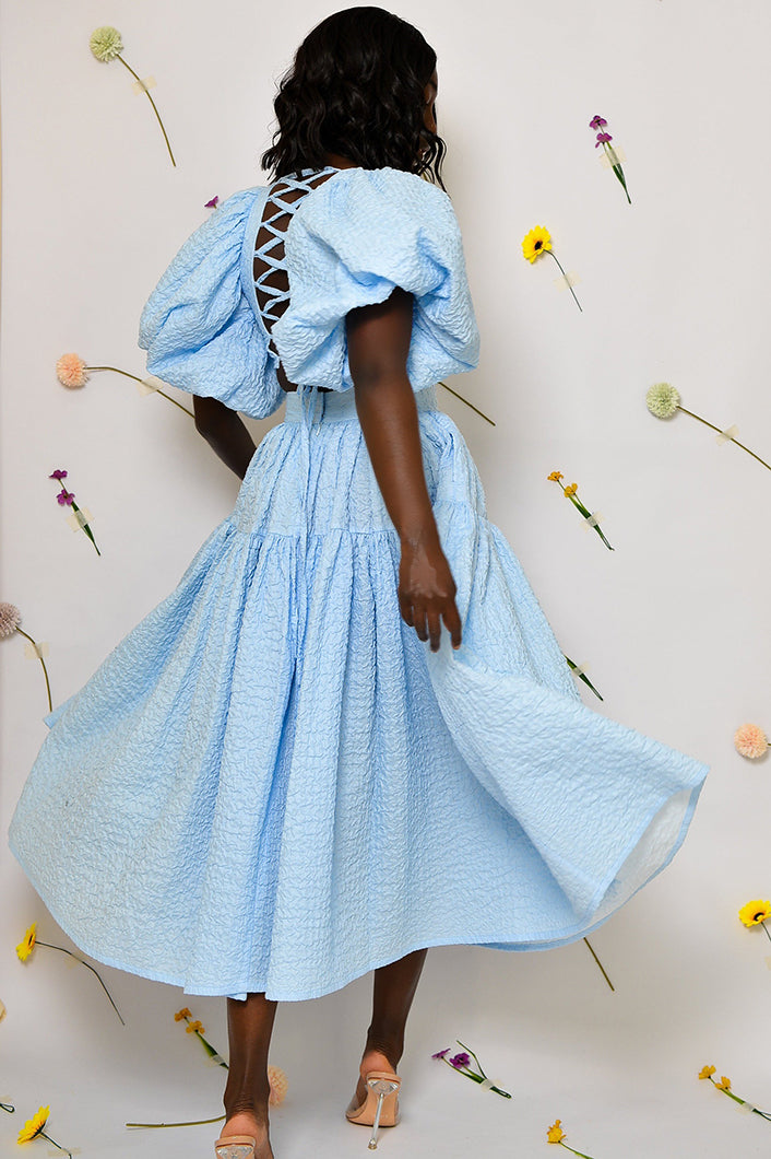 BASTIA PLEATED MIDI SKIRT IN BLUE