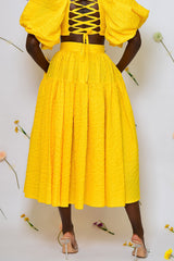 BASTIA PLEATED MIDI SKIRT IN YELLOW