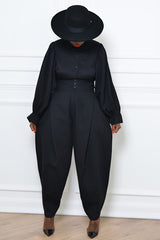BEIRUT HIGH WAIST TIE CUFF PANTS IN BLACK