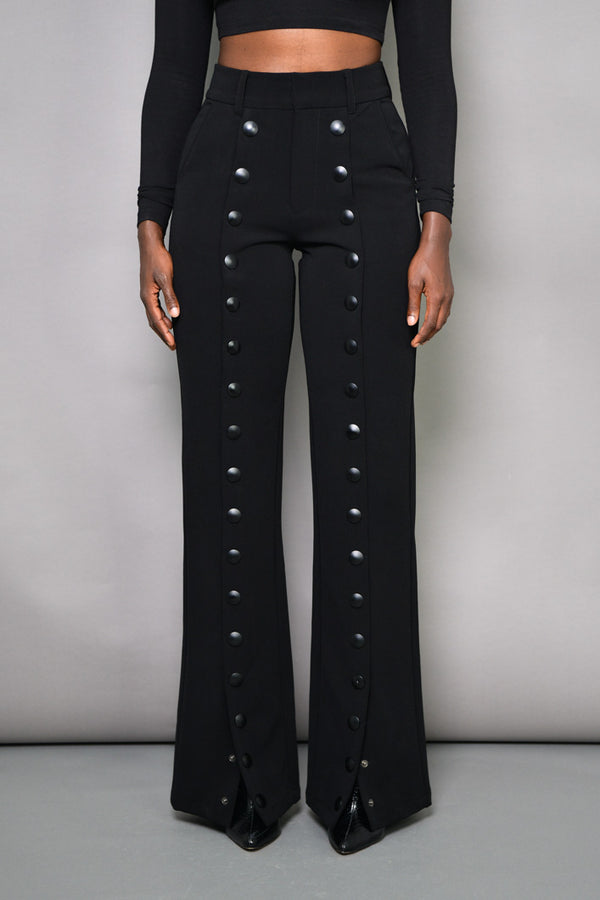 BELGRADE BUTTONS STRAIGHT LEG PANTS IN BLACK