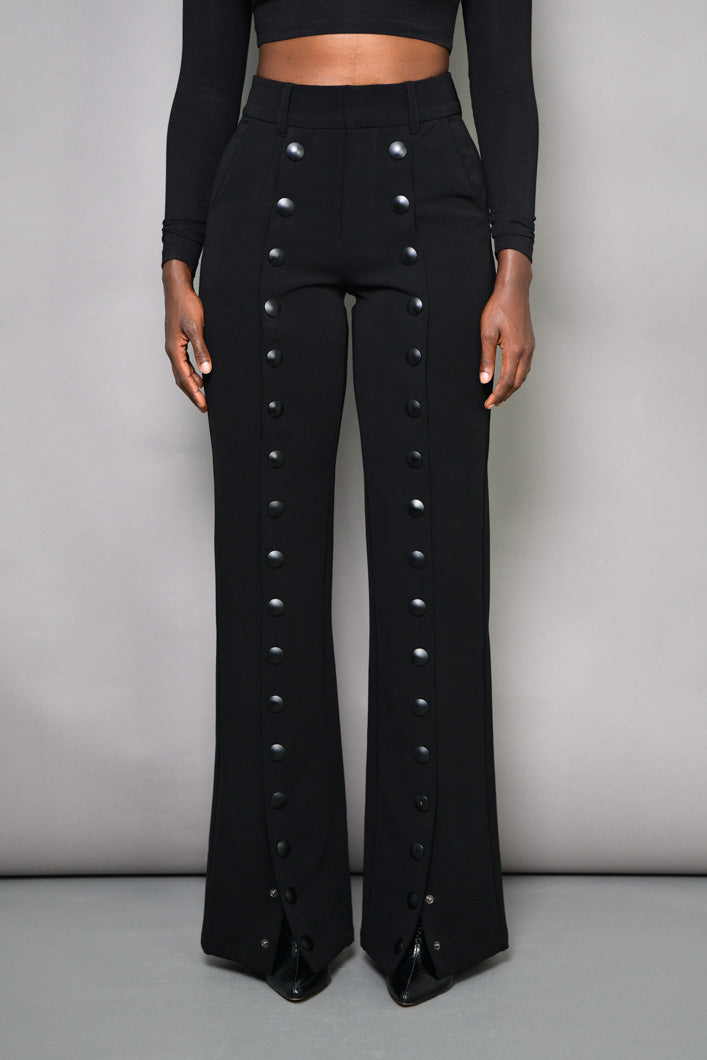 BELGRADE BUTTONS STRAIGHT LEG PANTS IN BLACK
