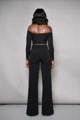 BELGRADE BUTTONS STRAIGHT LEG PANTS IN BLACK