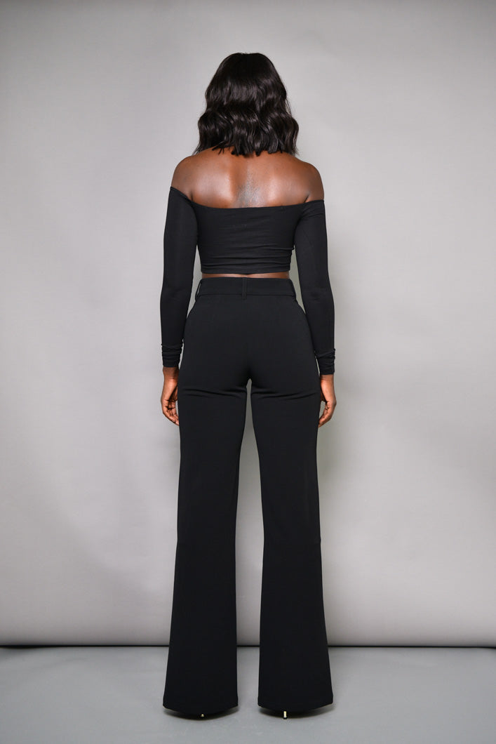 BELGRADE BUTTONS STRAIGHT LEG PANTS IN BLACK