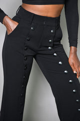 BELGRADE BUTTONS STRAIGHT LEG PANTS IN BLACK
