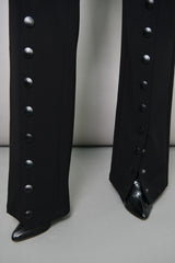 BELGRADE BUTTONS STRAIGHT LEG PANTS IN BLACK