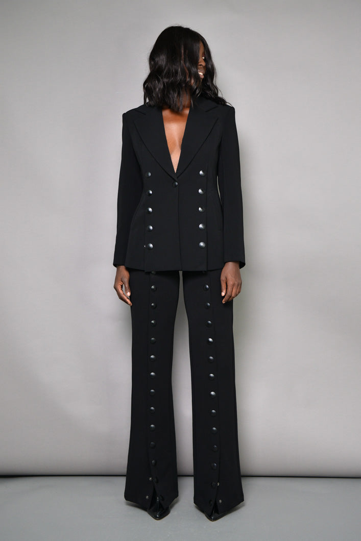 BELGRADE BUTTONS STRAIGHT LEG PANTS IN BLACK
