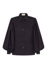 BILOXI BACKLESS PUFF SLEEVE SHIRT IN BLACK