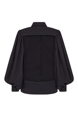 BILOXI BACKLESS PUFF SLEEVE SHIRT IN BLACK