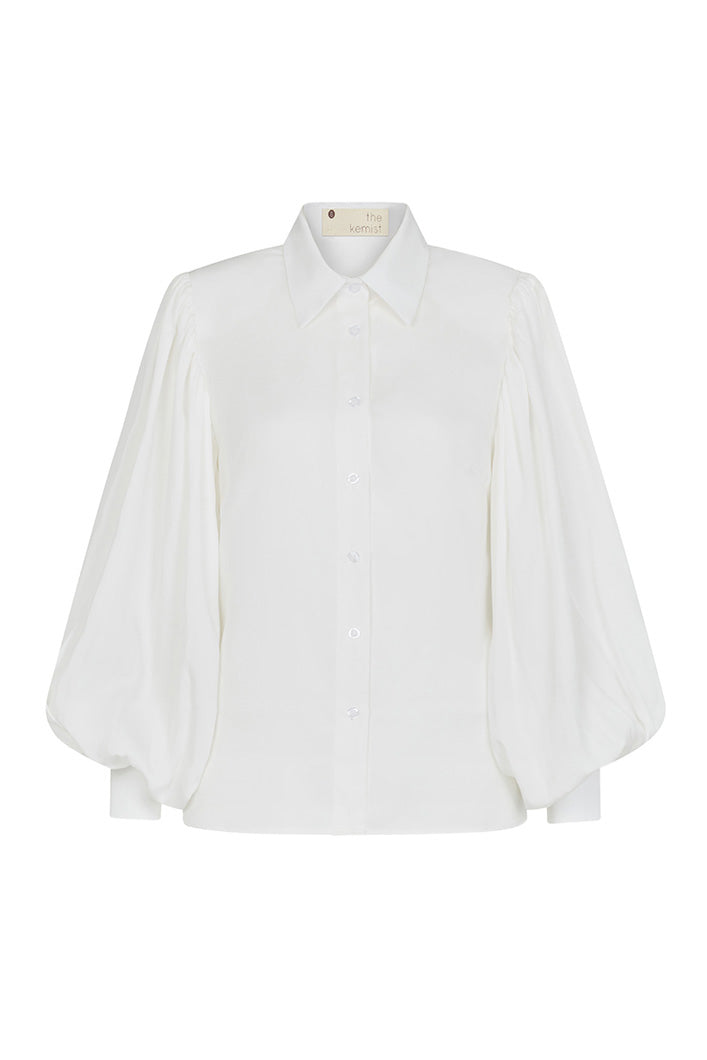 BILOXI BACKLESS PUFF SLEEVE SHIRT IN WHITE
