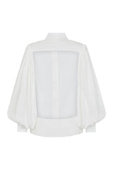 BILOXI BACKLESS PUFF SLEEVE SHIRT IN WHITE