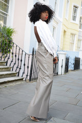 BILOXI BACKLESS PUFF SLEEVE SHIRT IN WHITE