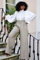 BILOXI BACKLESS PUFF SLEEVE SHIRT IN WHITE
