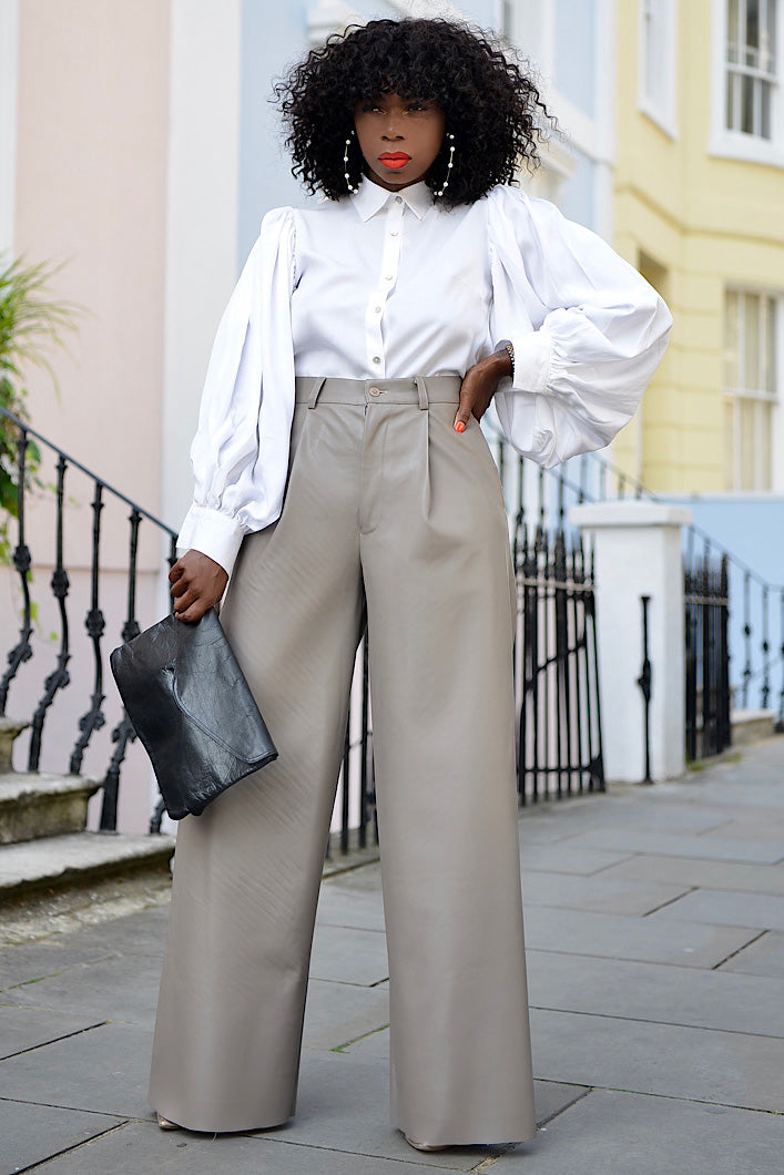 BILOXI BACKLESS PUFF SLEEVE SHIRT IN WHITE