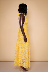 CAIRO BRODERIE ANGLAISE MAXI SUNDRESS IN YELLOW