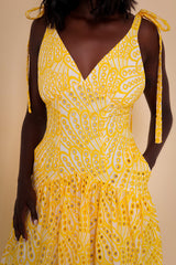 CAIRO BRODERIE ANGLAISE MAXI SUNDRESS IN YELLOW