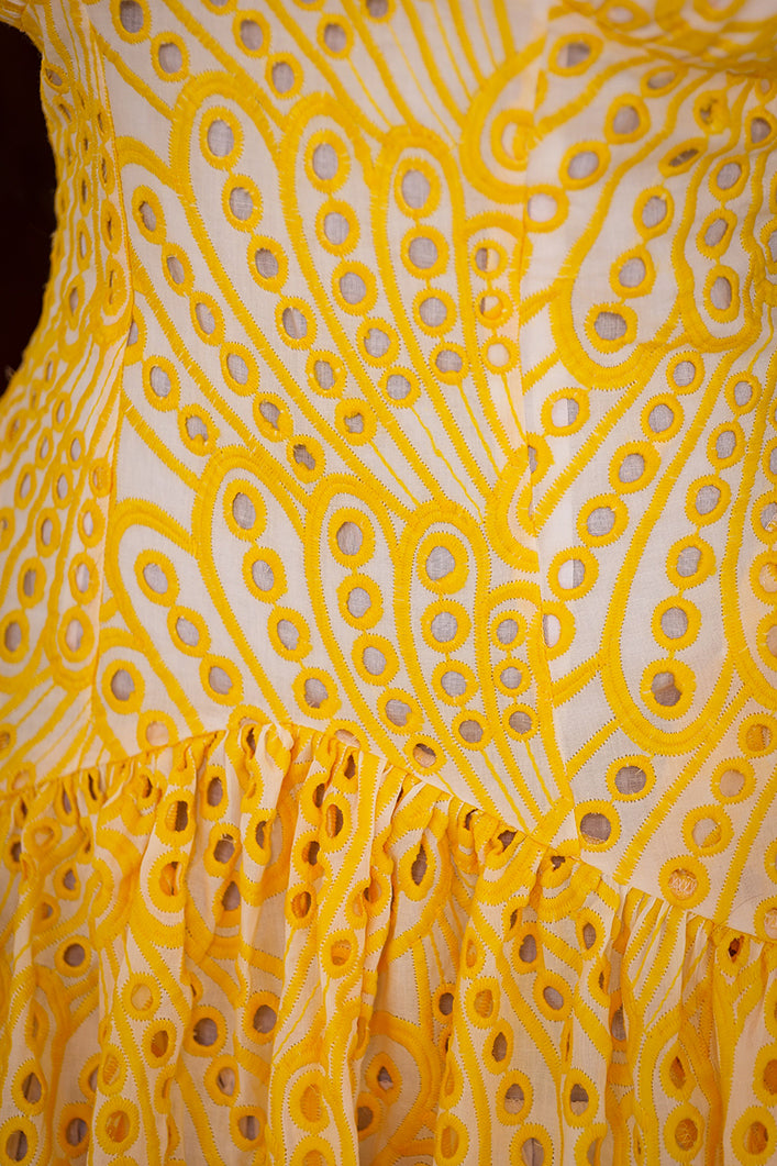 CAIRO BRODERIE ANGLAISE MAXI SUNDRESS IN YELLOW