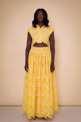 CAIRO BRODERIE ANGLAISE MAXI SKIRT IN YELLOW