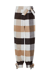 CARDIFF WOOLLEN PANTS IN BROWN AND CREAM