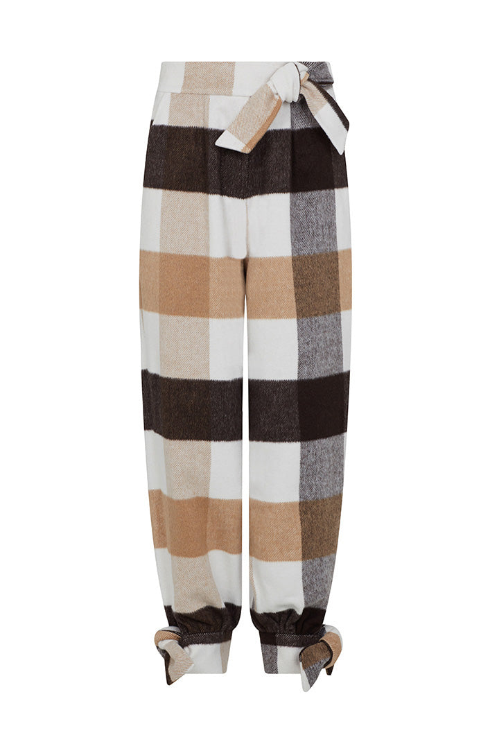 CARDIFF WOOLLEN PANTS IN BROWN AND CREAM