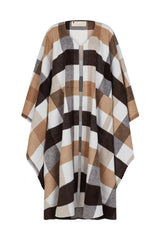 CARDIFF WOOLLEN PONCHO IN BROWN AND CREAM