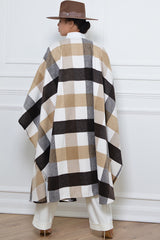 CARDIFF WOOLLEN PONCHO IN BROWN AND CREAM