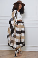 CARDIFF WOOLLEN PONCHO IN BROWN AND CREAM