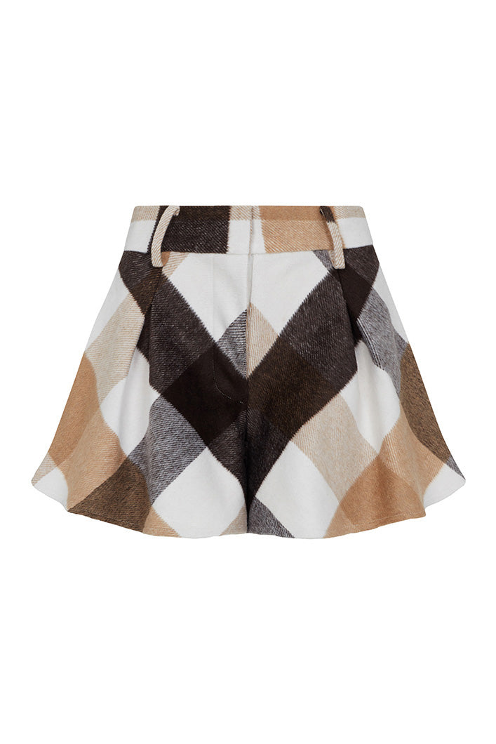 CARDIFF WOOLLEN SHORTS IN BROWN AND CREAM
