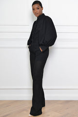 COLIMA COTTON LACE STRAIGHT LEG PANTS IN BLACK