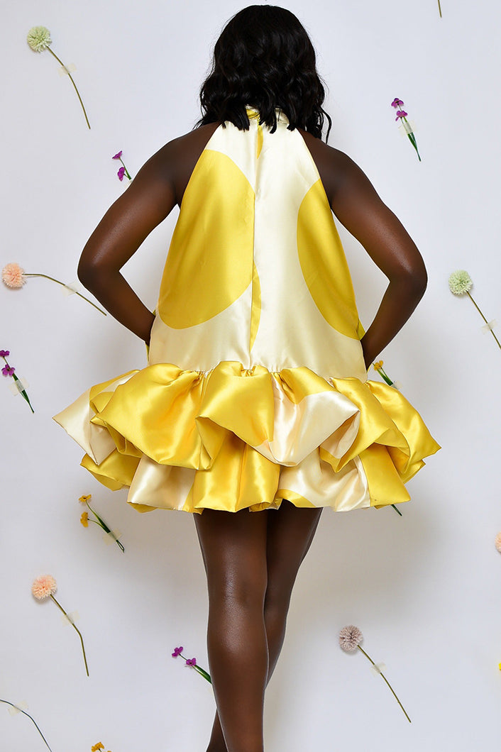 DELPHI HALTERNECK DRESS IN YELLOW